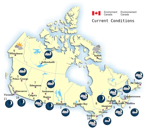 canada temps