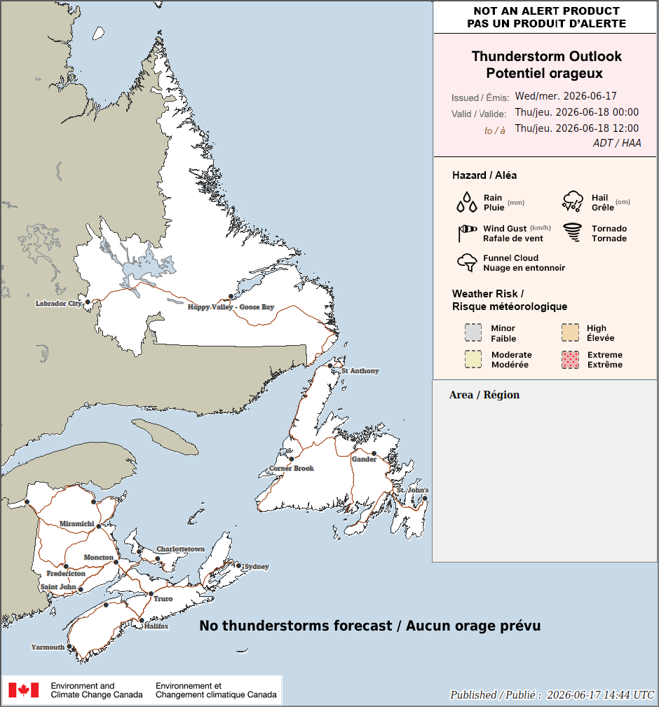 Atlantic Thunderstorm Outlook for Tomorrow (AM)