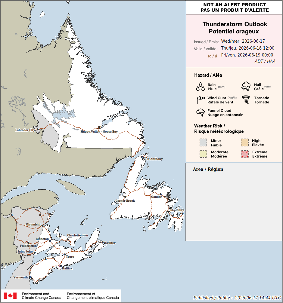 Atlantic Thunderstorm Outlook for Tomorrow (PM)