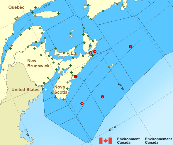 Map of the Ocean Tracking Network's Bras d'Or Array in Cape Breton