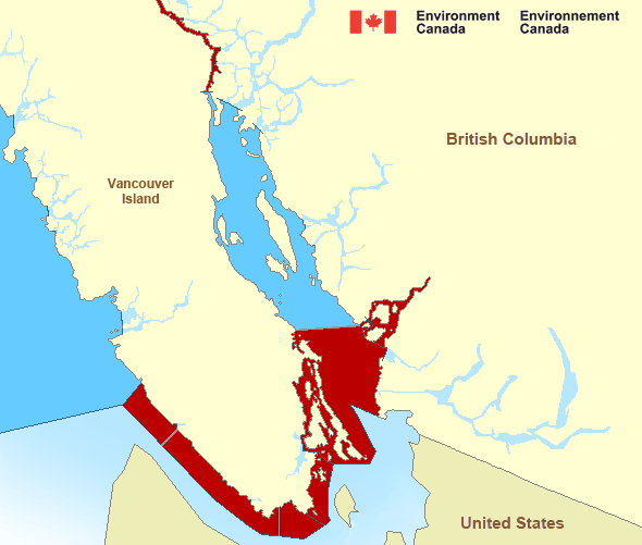 Map of Pacific North Coast Canada Marine Weather Areas