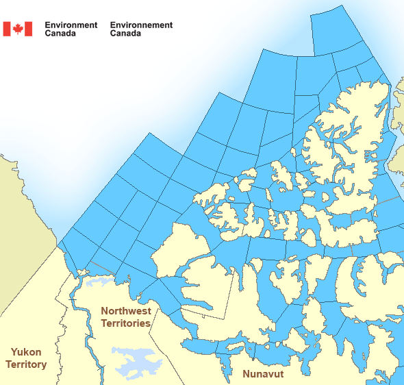 Map of Arctic - Western Arctic marine weather areas