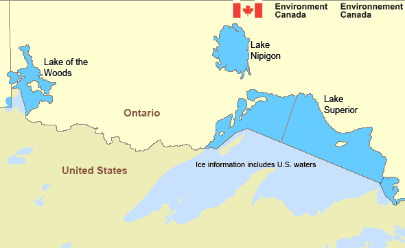 Map of Great Lakes - Lake Superior marine weather areas