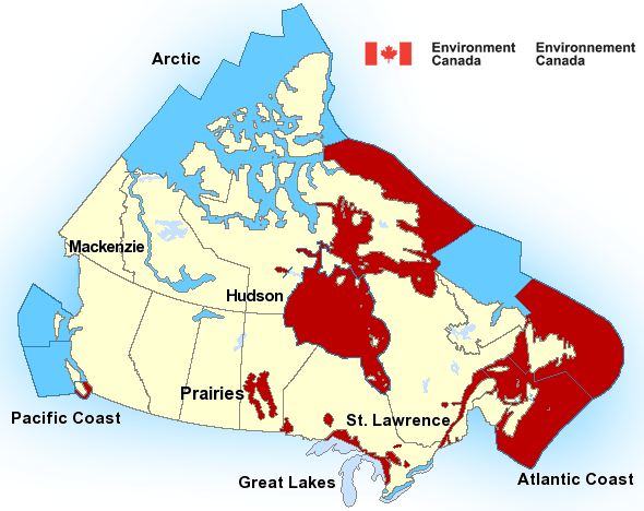 Map of Canadian marine weather areas