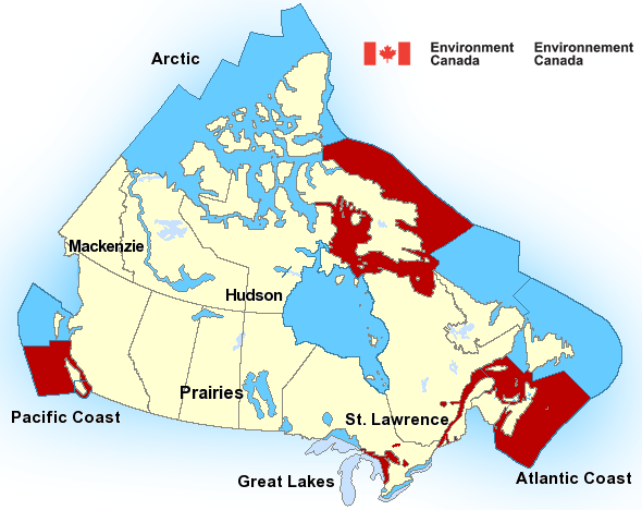 Map of Canadian marine weather areas