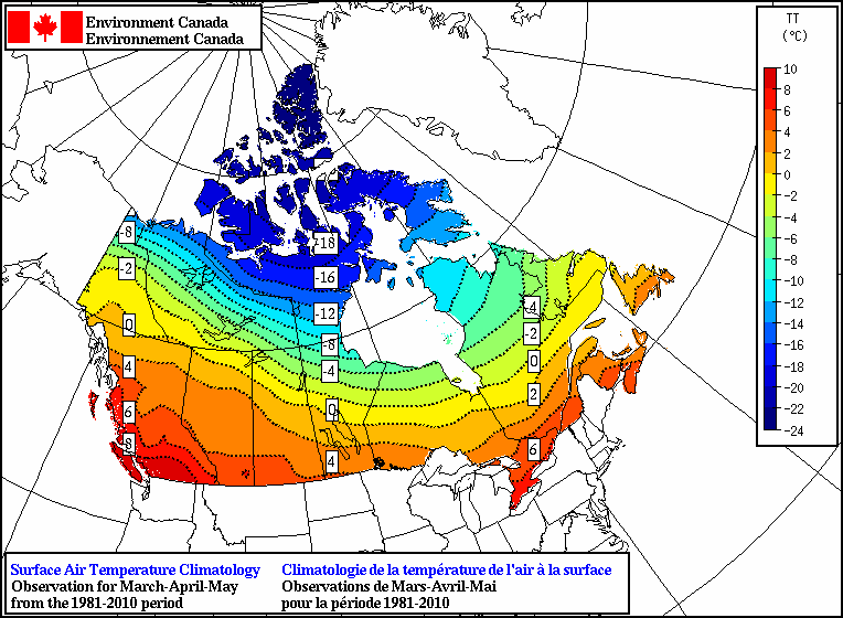 Temperature Climatology Map Average Mar Apr May Spring 