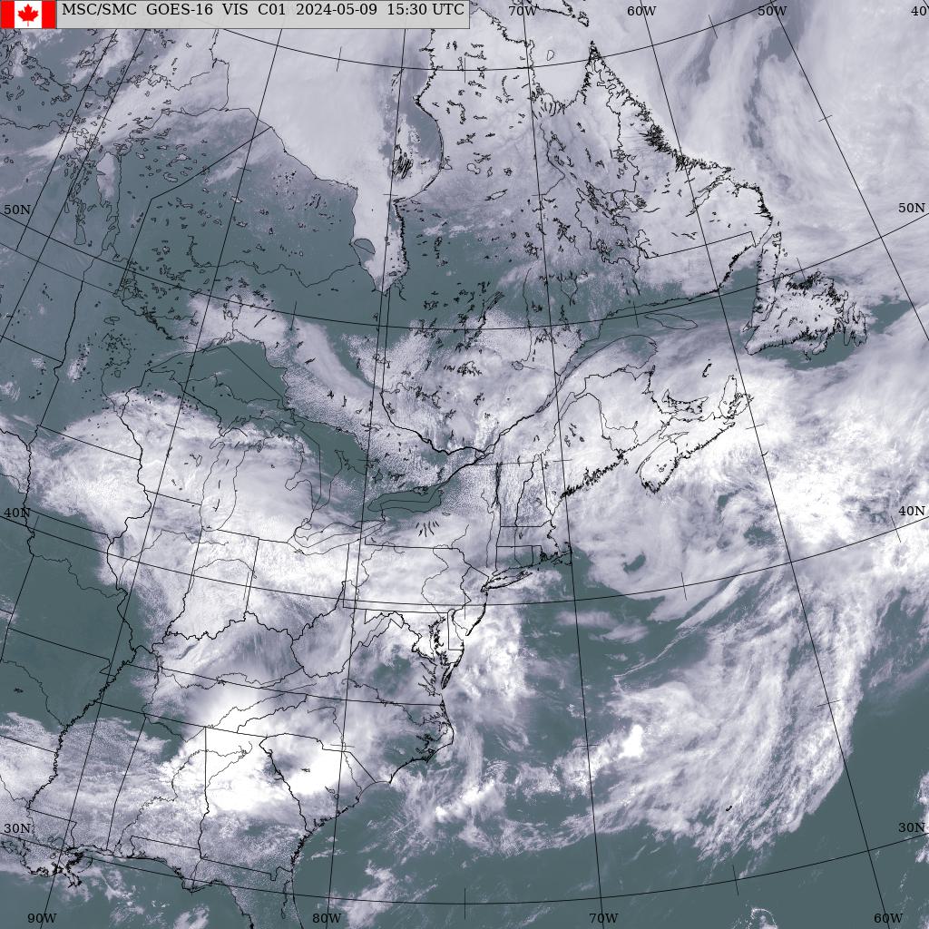 GOES-East: Visible, Eastern Canada